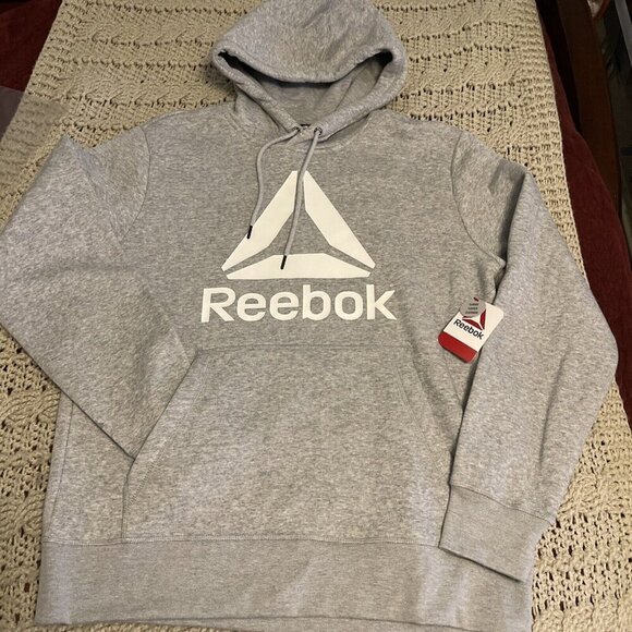 Reebok Men's Classic Delta Logo Hoodie Size M Relaxed Fit Grey Heather ,W Tags - Picture 1 of 13